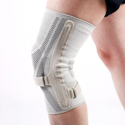 Knee Brace with Silicone Shock Absorption & Spring Support,Dual Strap Compression, Anti-Slip, knee support for men & women (WHITE, S)