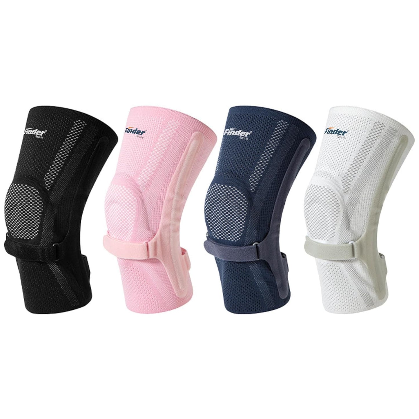 Knee Brace with Silicone Shock Absorption & Spring Support,Dual Strap Compression, Anti-Slip, knee support for men & women (WHITE, S)